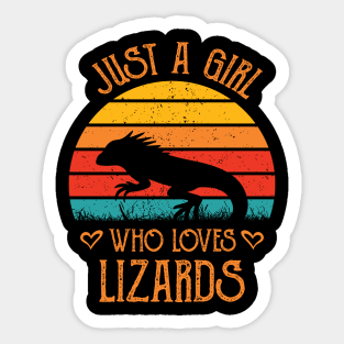 Bearded Dragon Just A Girl Who Loves Lizard Retro Sticker